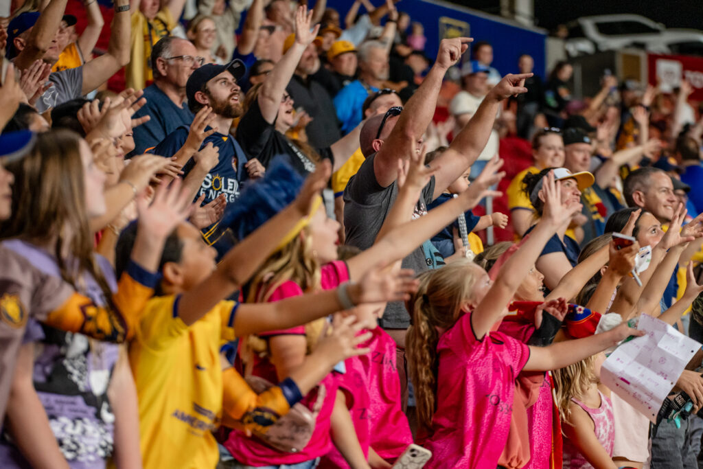 Real Salt Lake supporters cheering at America First Field